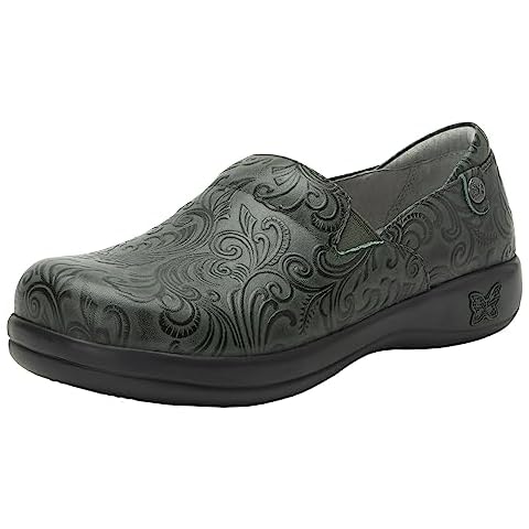 Alegria Womens Keli Professional Clog Pine Gale Comfort Leather Slip On 8-8.5 M US Cover