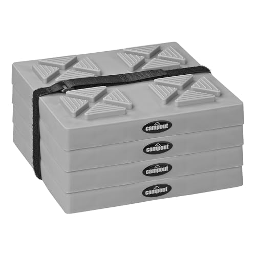 Campout Nivellierplatten für Wohnwagen 21 x 21 x 3 3 cm verhindert das Einsinken verbesserte Stabilität Wohnwagen-Eckstützen UV-beständig Kunststoff Tragfähigkeit 5000 kg 4 St