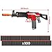 Holiky DIY Electric Automatic Toy Guns for Nerf Guns Bullets, 3 Modes Burst Soft Blaster Toys for Boys, Foam Bullet Hand Gun with 100 Pcs Refill Darts, Multi-Player Game for Kids (Red)