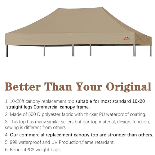 Image of SCOCANOPY Khaki Commercial 10x20 Canopy Replacement Top