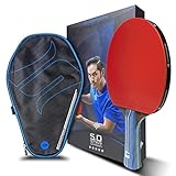Scorpion Sports Tischtennisschläger Profi Ping Pong Schläger ITTF zugelassenes Gummi Stylische Tasche 5-Star Carbon Schwarz Rot 7-lagig Echtholz 2,15mm Schwamm