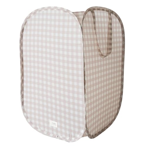 3 Sprouts - Bolsa Ropa Sucia con Asas - Cesta Ropa Plegable para la Colada - Saco Ropa Sucia Infantil con Diseño Divertido - Bolsa para Ropa Sucia Ideal Viajes/Hogar - Cesto Grande- Cuadro Vichy Beige