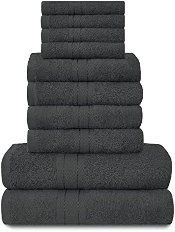 Lions Towels Family Bale Set - 10 Piece 100% Egyptian Cotton, 4x Face 4x Hand 2x Bath Towel, Premium Quality Highly Water Absorbent Bathroom Accessories, Machine Washable, Cream Standard,544692