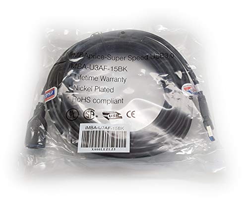 Imbaprice Usb 3.0 Extender - 15 Feet Superspeed Usb 3.0 A Male To Usb 3.0 A Female Extension Cable (Black) #TOP2