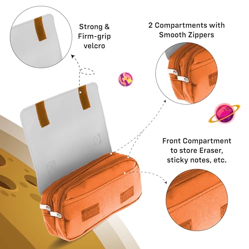 Image of Party Propz Space Pencil Pouch - 1 Pc, Orange Pencil Case | Space Theme Astronaut Pencil Pouch | Planet Theme Pencil Case for School Kids | School Pouch for Boys | Girls Large Pouch