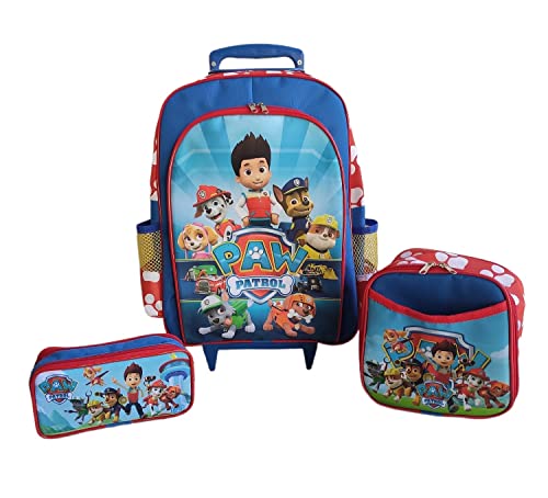 KIT MOCHILA DE RODINHAS PATRULHA CANINA MENINOS ESCOLAR INFANTIL BOLSA ESTOJO LANCHEIRA TÉRMICA