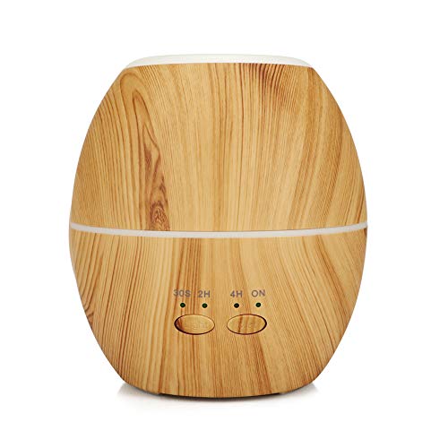 Aroma Diffuser 300ML, Utraschall Luftbefeuchter Öl Düfte Humidifier Holzmaserung 7 Farbwechsel Duftlampe Elektrisch für Büro, Haus,
