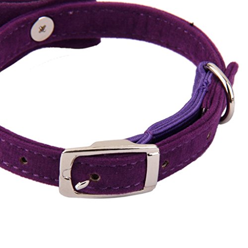 Image of Adjustable Pet Kitten Cat Safety Collar Bell Buckle Neck (Purple), Velvet, (Pack Of 1),27 Cm