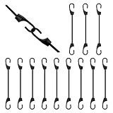 Spanngummi mit Haken, Robuster Expander mit Haken 12 Stück, Vielseitiger Hochbelastbare Gummispanner mit Haken für Camping, Garten, Fahrrad, Banner und Zelte