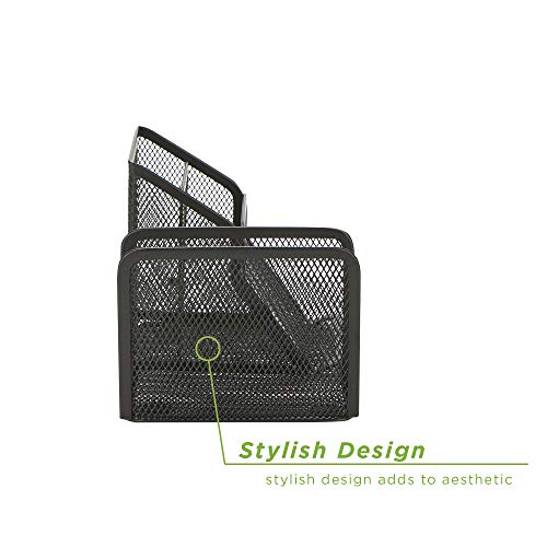 Image of Mind Reader HILLORG2-BLK 2 Piece Mesh, Pen, Pencil, Paperclip, Thumbtack Holder, Office Supplies Storage Organizer, Sticky Notes, Index Cards, Black