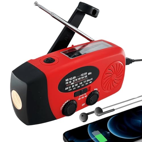 5000mAh Weather Emergency Radio, Solar AM/FM/NOAA/WB Hand Crank Radio, Dynamo LED Flashlight with...