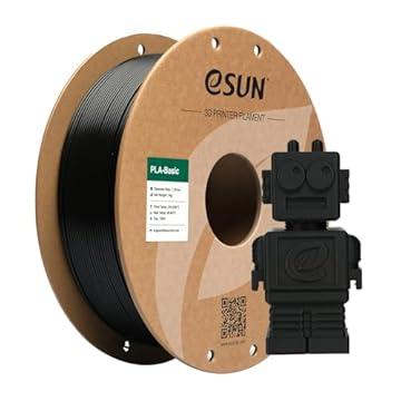 eSUN Filamento PLA 1,75 mm, filamento di Basic PLA per stampanti 3D Precisione dimensionale +/- 0,05 mm, bobina da 1 kg (2,2 libbre) Filamento PLA veloce per stampanti 3D, Nero