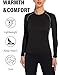 HovSiyla 3 Pack Womens Thermal Compression Long Sleeve Shirts Fleece Lined Tops Crew Neck Slim Fit Base Layer Ladies Underwear 1 Black 1 Black(Grey Line) 1 White X-Large