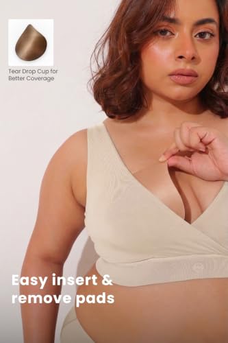 Image of ZELENA Maternity Padded Bra | Removable Cups, Broad Waistband | Soft Stretchable Modal Fabric | Easy Pull Nursing Bra for Pregnancy and Breastfeeding