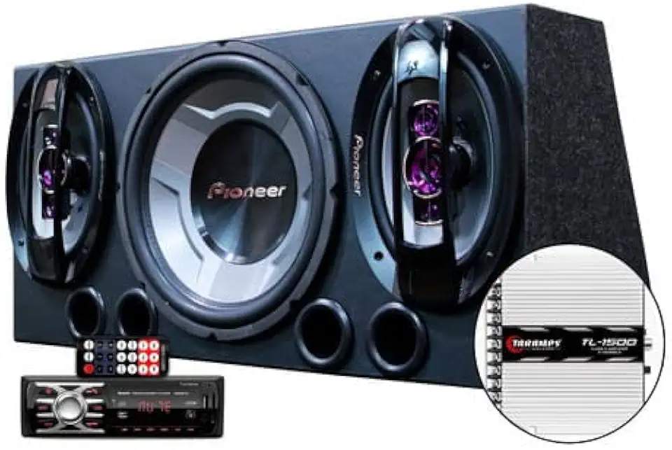 Caixa Trio Completa Sub Pioneer + Radio Bt + Modulo Taramps