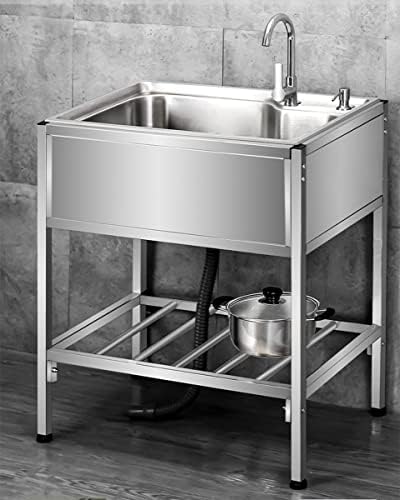 Amazon.co.jp: 38/48/58/72cm*40*75cm キッチンシンク 201ステンレス 簡易流し台 ステンレス 手洗い ...