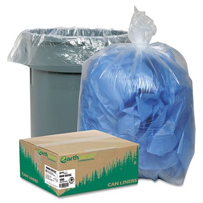 Earthsense Commercial WBIRNW5815C CLEAR RECYCLED CAN LINERS, 55-60 GAL, 1.5 MIL, CLEAR, 100 PER CARTON1 CT