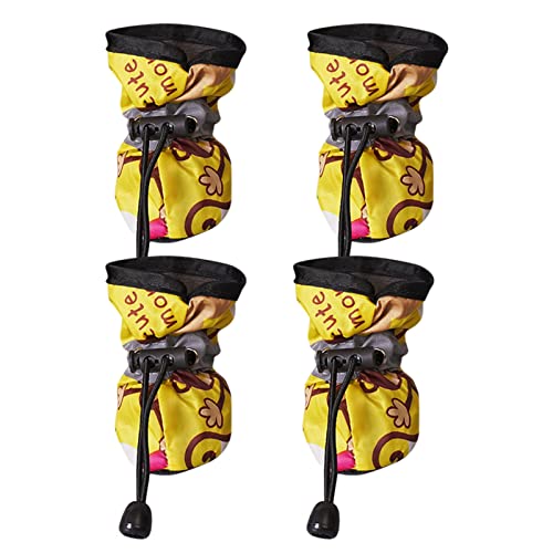 Hundeschuhe für Welpen, weiche Sohle, rutschfest, Haustier-Schuhüberzug, Haustierfuß, Hundesportzubehör, 4 Stück (Gelb, 1)