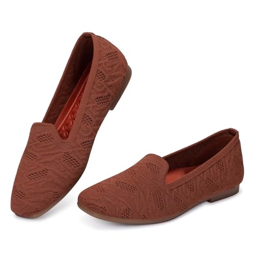 Image of Frank Mully Women's Loafer Flats Square Toe Comfortable Office Work Shoes, Cute Penny Loafer Slip On Walking Driving Shoes