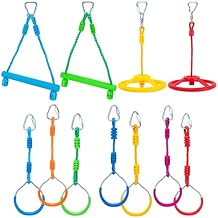 Ninja Warrior Obstacle Course Attachments - 7 Monkey Rings, 2 Monkey Bars, 2 Ninja Wheel, Backyard Obstacle Course Set Accessories for Backyard Outdoor Training
