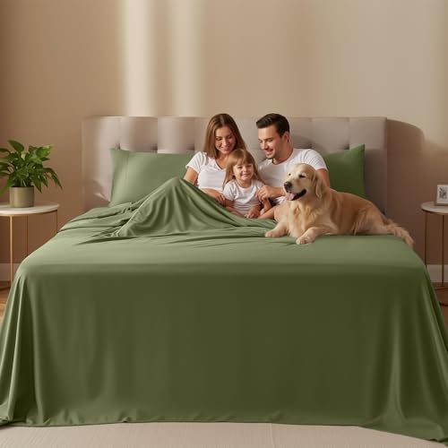 Image of Utopia Bedding Twin Bed Sheets Set - 3 Piece Bedding - Brushed Microfiber - Shrinkage and Fade Resistant - Easy Care (Twin, Olive)