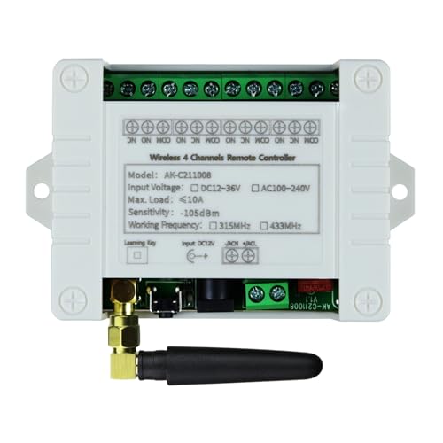 Contrôleur de Grue, Récepteur Radio de commutateur de télécommande sans fil DC 12/24/36 4CH avec antenne à ventouses de télécommande longue Distance de 2000M(C211008 1PCS)