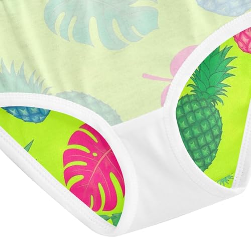 Tropical Leaves Pineapples Green Toddler Girl Underwear, Girls Underwear Cotton, 2T–8 Years4