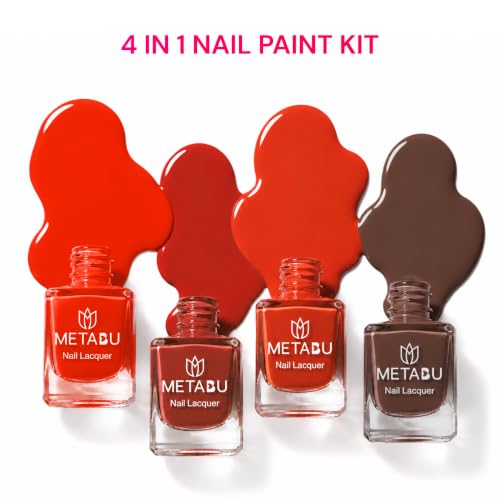 Image of 4 in 1 Glow & Go Nail Lacquer Kit | Nail Polish Set For Women, Travel-Friendly | Glossy Finish, Rich Pigment & Quick Dry Formula Nail Paint | Smooth Application - Shades Velvet Desire 02