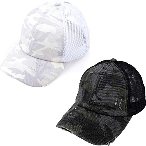 Image of Funky Junque Womens Baseball Cap Dad Hat Ponytail Messy Bun Trucker Ponycap