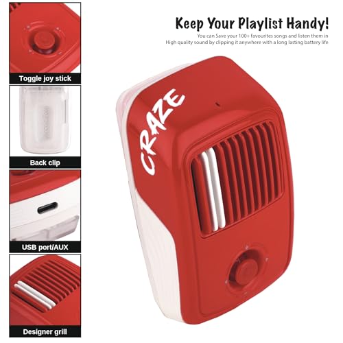 Image of Arctic Fox Craze MP3 Music Bluetooth Speaker |Super Compact, Robust Sound|3W RMS|in-Built Mic with Voice Assistance|Upto 6 Hrs Playtime|Save 100+ MP3 Songs |Type C Charging (Red)