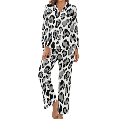 Pyjama femme de nuit fluide ensemble chic léopard moderne raffiné