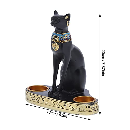 Ägyptische Katze Statue, Dekorative Katzenskulptur Kerzenhalter – Bild 3