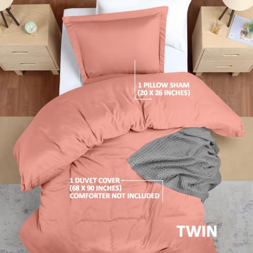 Image of Duvet Cover Twin /Twin XL, 2 PC Cotton Like Polyester, Blush Pink