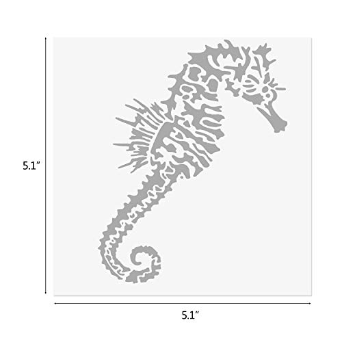 CODOHI 5 Mixed Media Sea Creatures Animals Stencils Set - Starfish, Conch, Seahorse, Coral, Shell Designs, 5.1x5.1\" Templates for Arts Card Making Journaling Scrapbooking DIY Furniture Wall Floor Deco