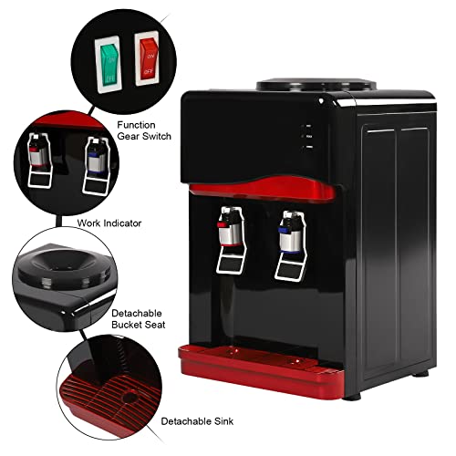 Top Loading Water Cooler Dispenser, Hot & Cold Water Cooler Dispenser For 3 To 5 Gallon, Countertop Water Cooler Dispenser With Child Safety Lock For Homes, Kitchens, Offices, Dorms, Black #TOP3