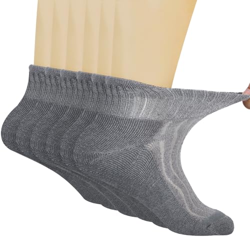 Image of +MD Bamboo Viscose Ankle Diabetic Socks for Men & Women, 6 Pairs, Soft Cushioned, Non-Binding Loose Top, Extra Wide