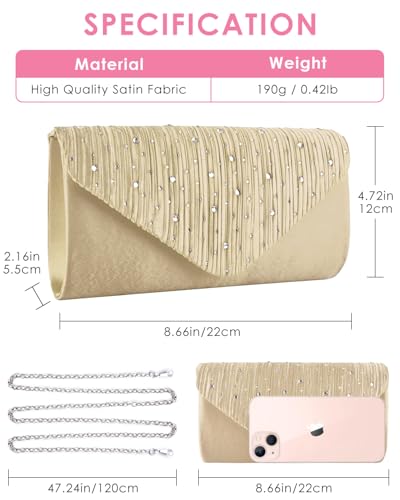 Image of TINDTOP Evening Clutch Purses for Women Handbags for Formal Wedding Party Cocktail Prom Crossbody Shoulder Envelope Bag | for Formal Wedding