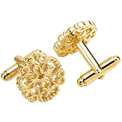 Mancornas hombre mujer diseño floral hueco dorado miniatura 4