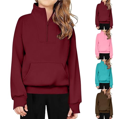 Girls Zip Up Hoodies Cropped Sweatshirts Long Sleeve Jackets with Pockets Kids Tops Clothes 7 to 15 Years