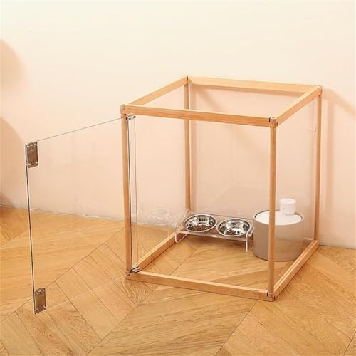 WOHANMU ペットフェンス木製 ペットサークル 高さ63cm 犬向けケージ 小型ペット 室内ケージ御洒落 室内 犬 サークル 小型犬 ペットサークル 中型犬 天然木 アクリル 簡単組立 複数サイズ選べ 犬向けケージ (ドアなし,4枚)