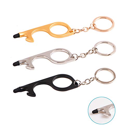 Anti Touch EDC Door Opener Tool Multifunctional Non-Contact Stylus Keychain Hand Tool Button Pusher for Outdoor Public Door Handle Touchscreen Button Opening Bottle