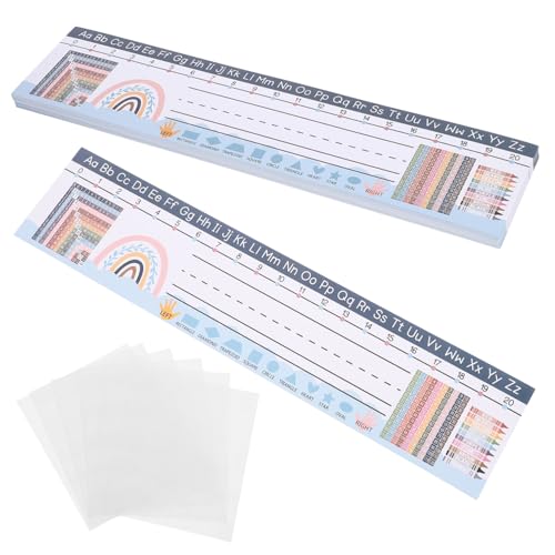 FUNOMOCYA 60pcs Classroom Desk Name Plates with Alphabet Number Line Strips Self Adhesive Name Tags for Easy Attachment for Educational Environments and Student Desks