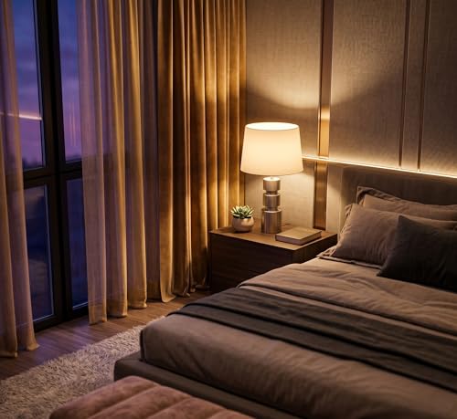 Image of Modern Silver Cylinder Table Lamp with Iridescent Glass Shade - Luxury Metallic Bedside Light for Living Room & Bedroom Decor