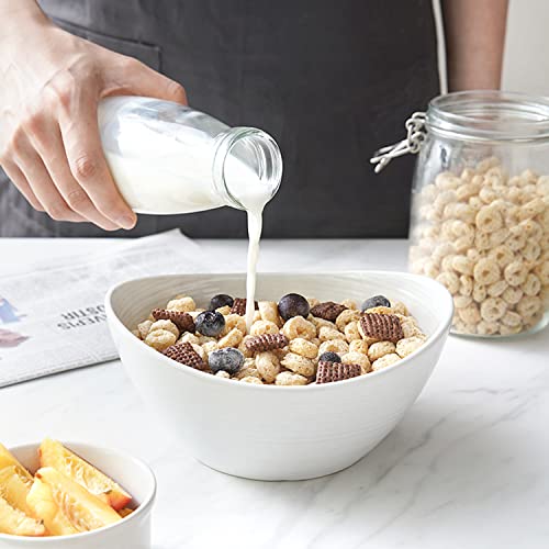 Le Tauci Large Cereal Bowls 30 Oz, Ceramic Bowls Set For Salad Soup Rice Desserts, Kitchen Serving Bowl, Oven Dishwasher & Microwave Safe - 7.5 Inch, Set Of 4, White #TOP1