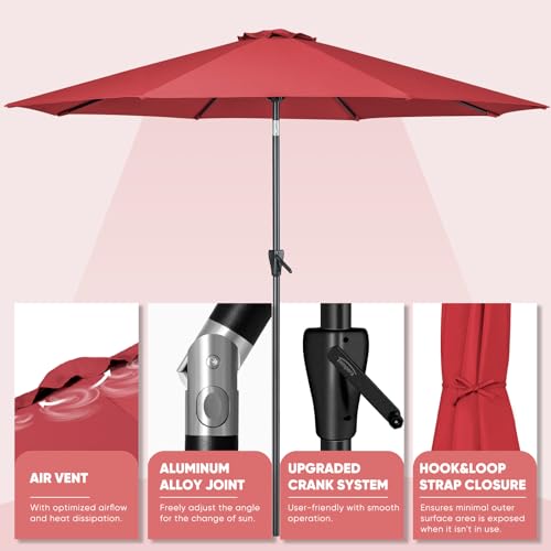 Image of Tempera Patio Market Outdoor Table Umbrella with Push Button Tilt and Crank, Large Sun Umbrella with Sturdy Pole & Fade Resistant Canopy, Easy to Set