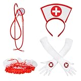 RONGXG Halloween Nurse Fancy Dress Outfit Sexy Nurse Costume with Headband Garter Syringe Stethoscope Cosplay Theme Party Carnival Role Play Costume Set, Style-b