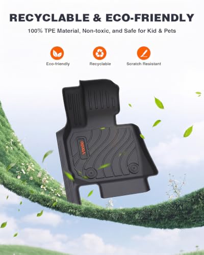 Image of Floor Mats for 2025 2026 BMW X3 30 xDrive & M50 xDrive, Custom Fit TPE Floor Liners with Cargo Mat and Seat Back Protectors, All Weather, Waterproof, Anti-Slip