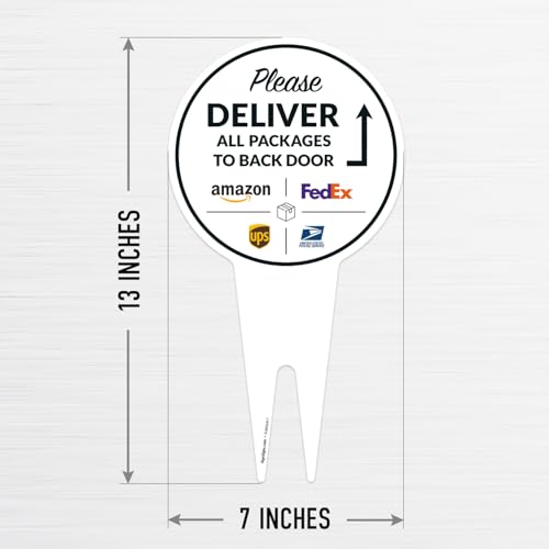 Image of Package Delivery Sign, Delivery Instructions Please All Package to Back Door Sign, 7x13 Inches Round Shape, Aluminum Composite Made in USA by Sigo Signs