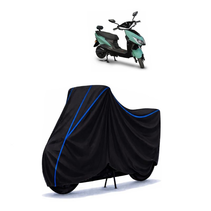 Image of Scooty Cover Water Resistant for Yo Drift DX | Universal Scooter & Bike Cover | Heavy Duty UV Dust, Rain & Scratch Protection Weather Indoor Outdoor | Black with Blue Piping