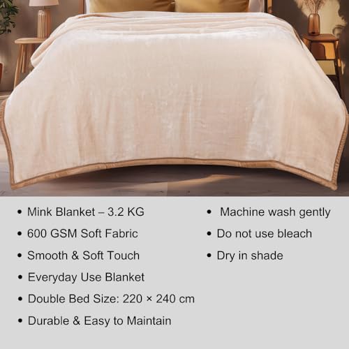 Image of ABRAZO Reversible Mink Blanket for Winter & AC | Double Bed 220x240 cm Soft & Warm Blanket /Dohar /Quilt /Comforter | All Season Use | (Mauve)